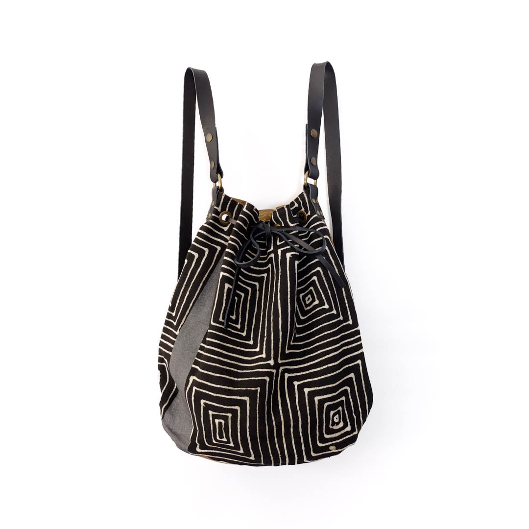 Bolso saco Bogolan black spiral