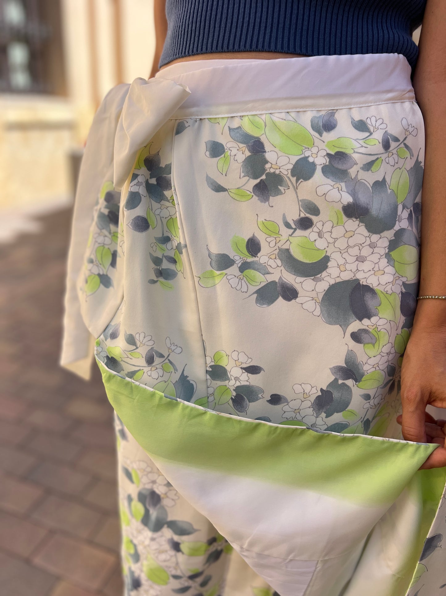Midoriha – Falda de seda hecha de kimono tradicional floral