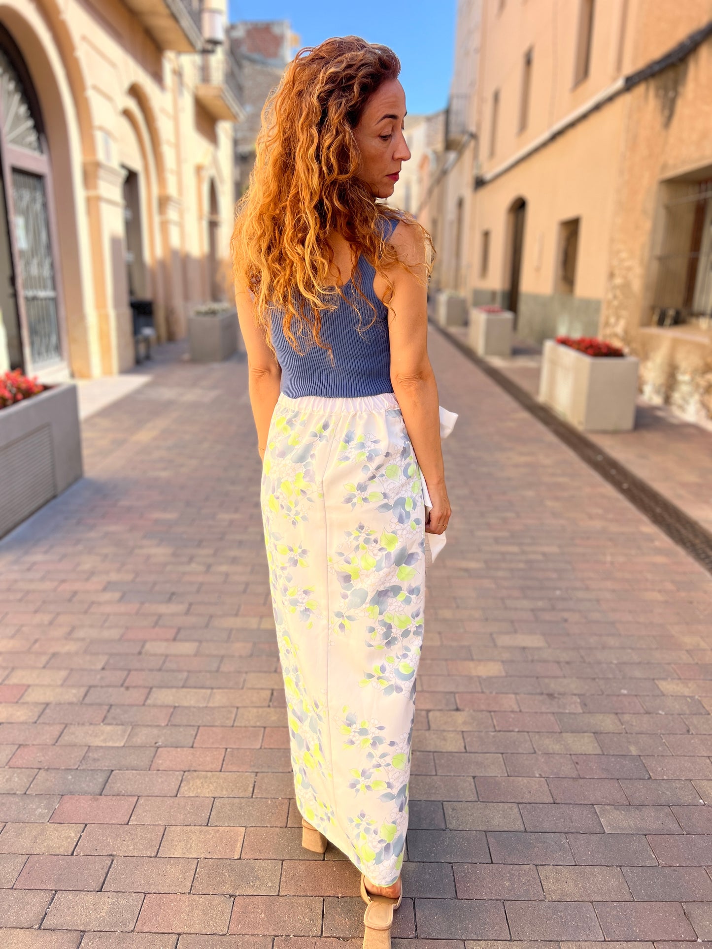 Midoriha – Falda de seda hecha de kimono tradicional floral