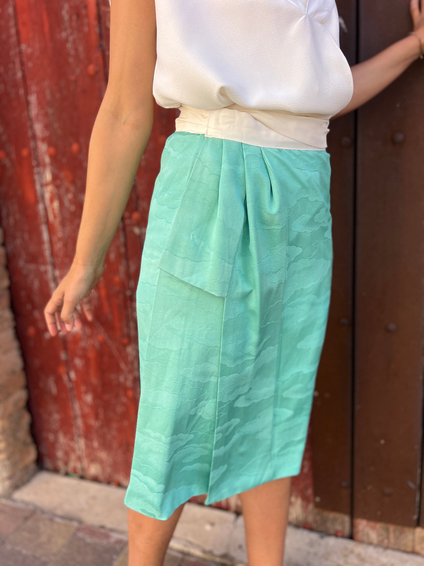 Mizumi – Falda de kimono turquesa artesanal