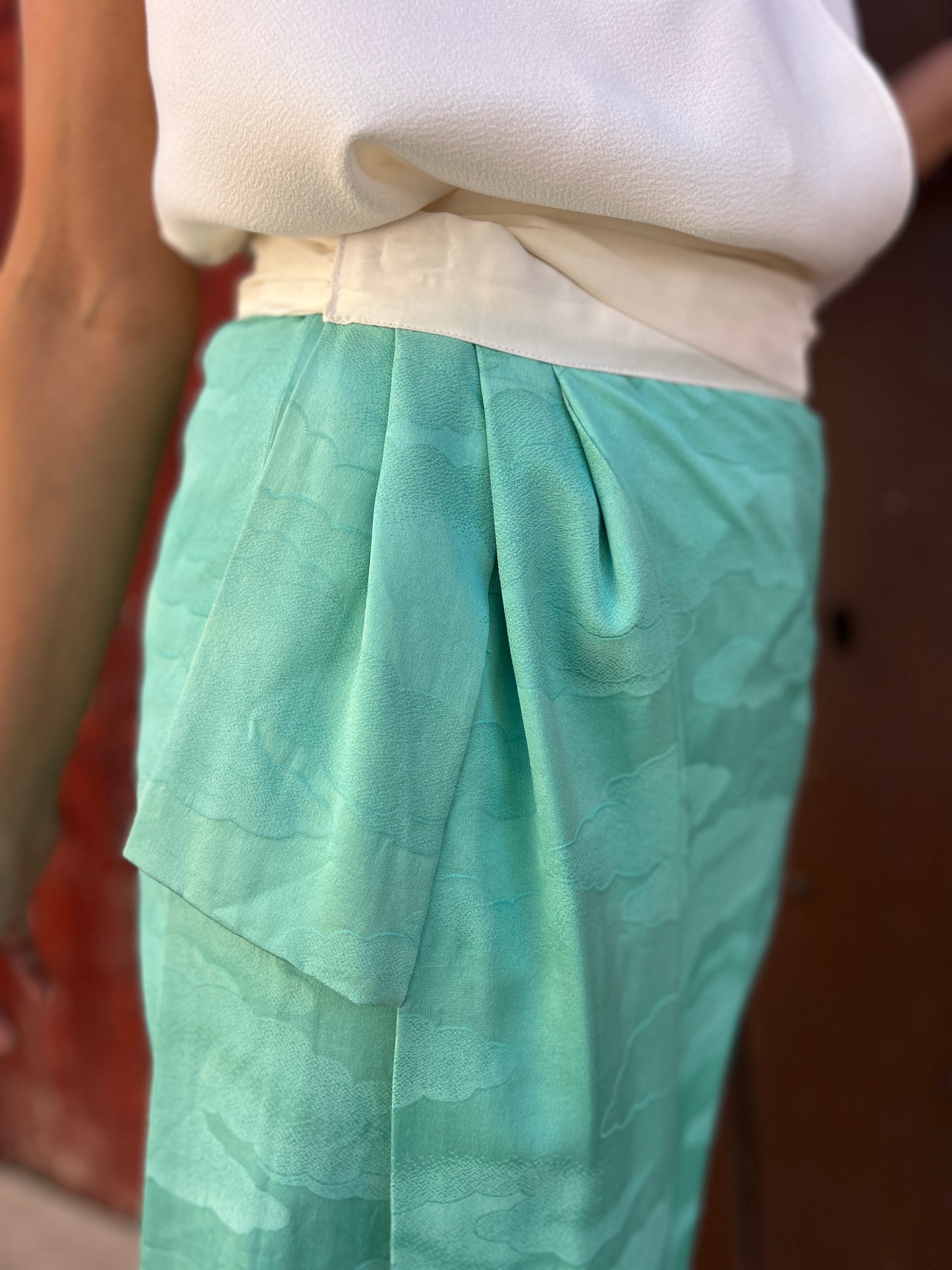 Mizumi – Falda de kimono turquesa artesanal