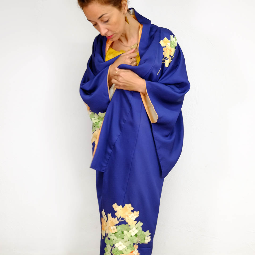 Kimono Coat dip blue flower