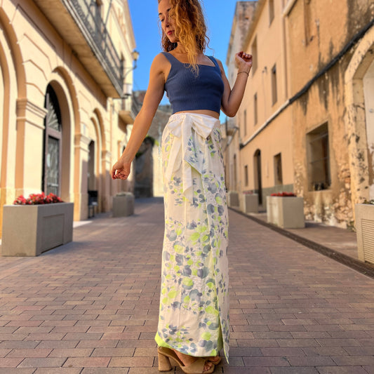 Midoriha – Falda de seda hecha de kimono tradicional floral