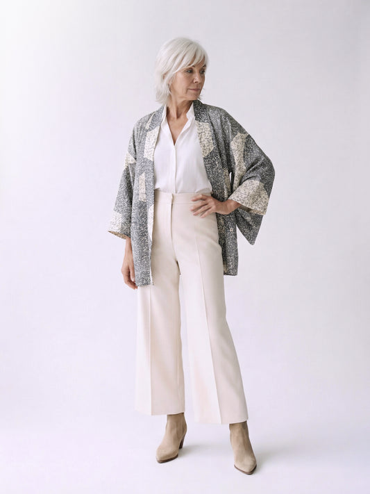 Kimono Jacket Grey Blossom