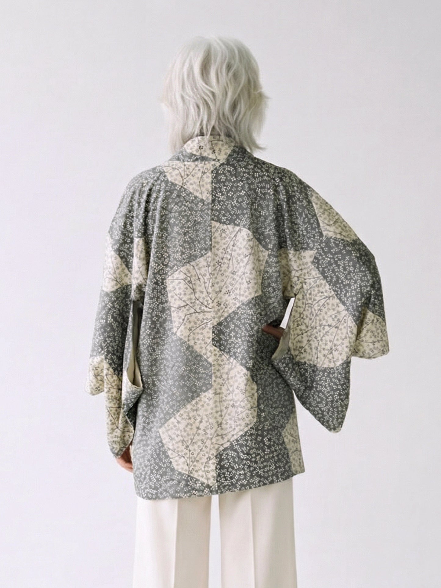 Kimono Jacket Grey Blossom
