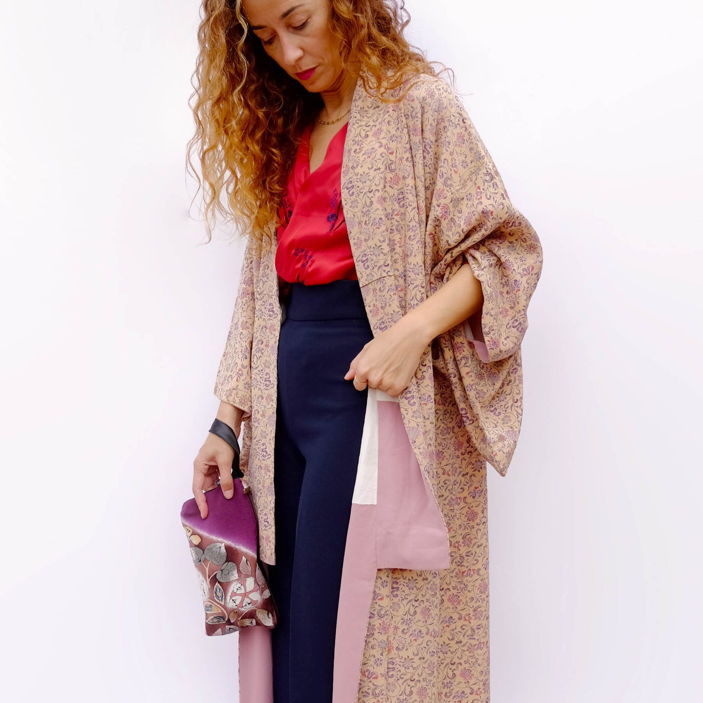 Kimono Coat Purple flower