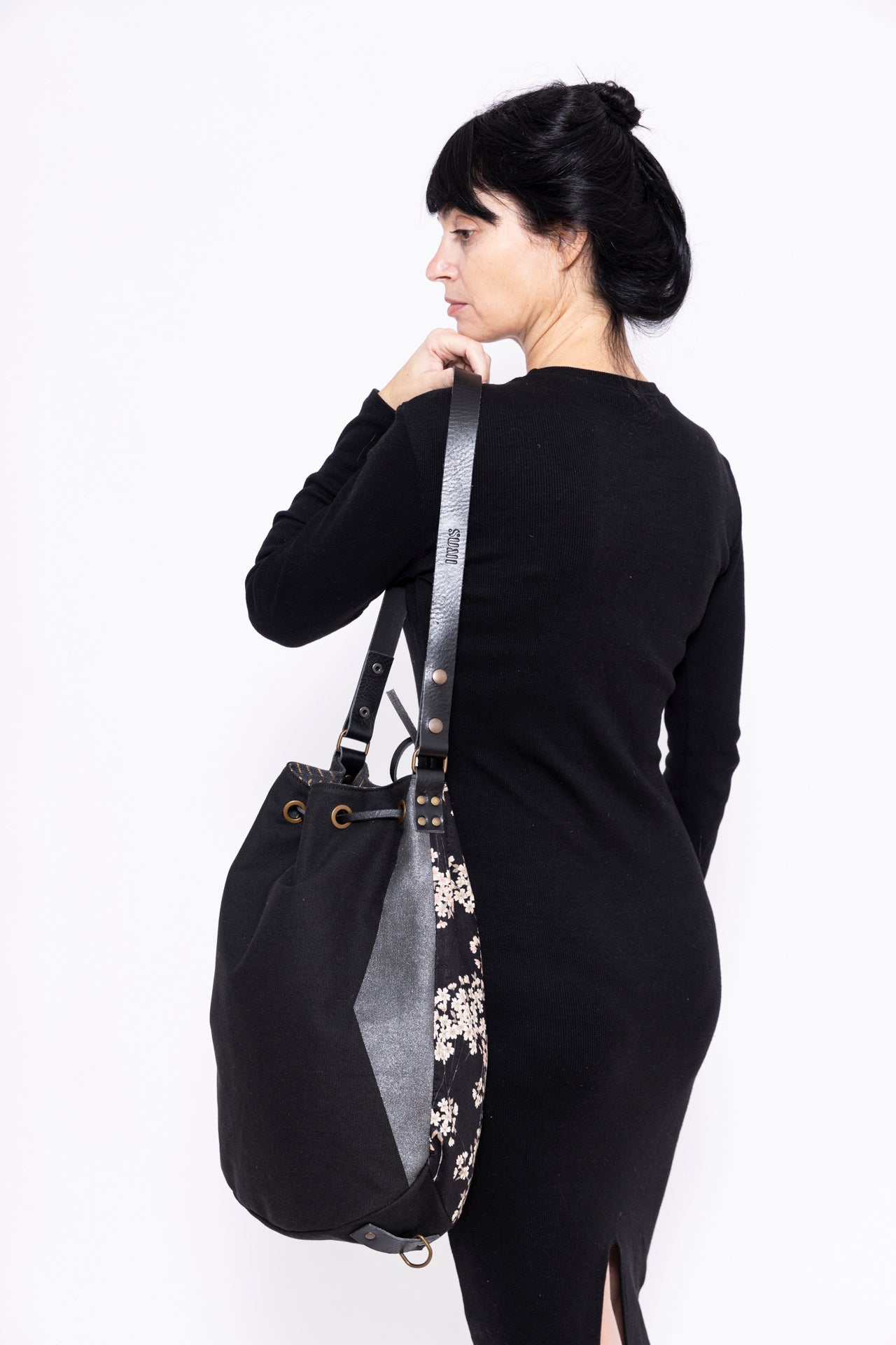 Bolso saco Bogolan black spiral