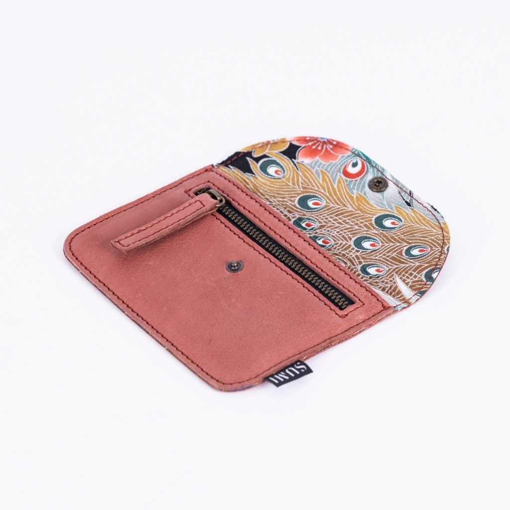 cartera piel forro tela japonesa
