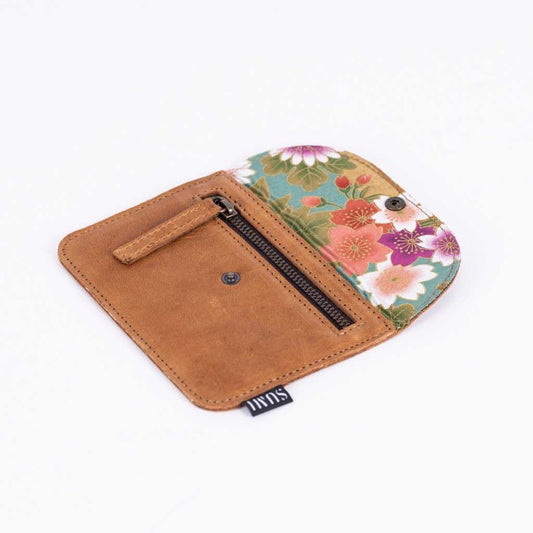 cartera piel forro tela japonesa